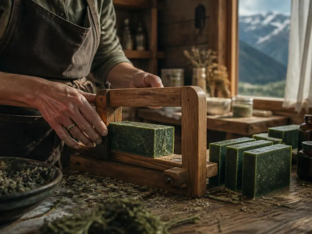 Handgemachte Seifenherstellung in der Werkstatt in Österreich
